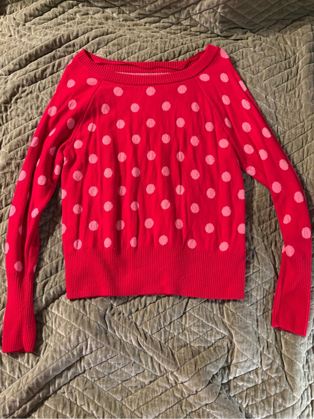 GAP Women’s M Pink Red Polka Dot Merino Wool Blend Sweater